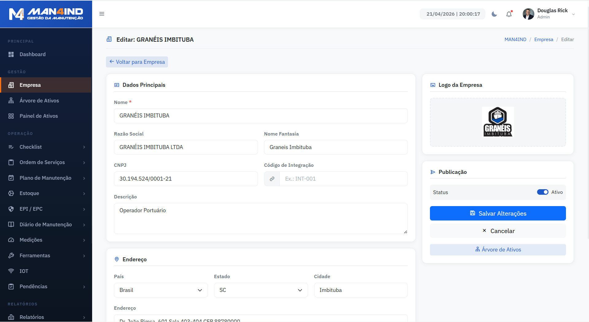 Árvore de Ativos — MAN4IND